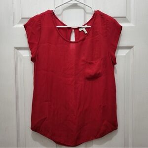 Joie Red-Pink Silk Blouse with Pocket